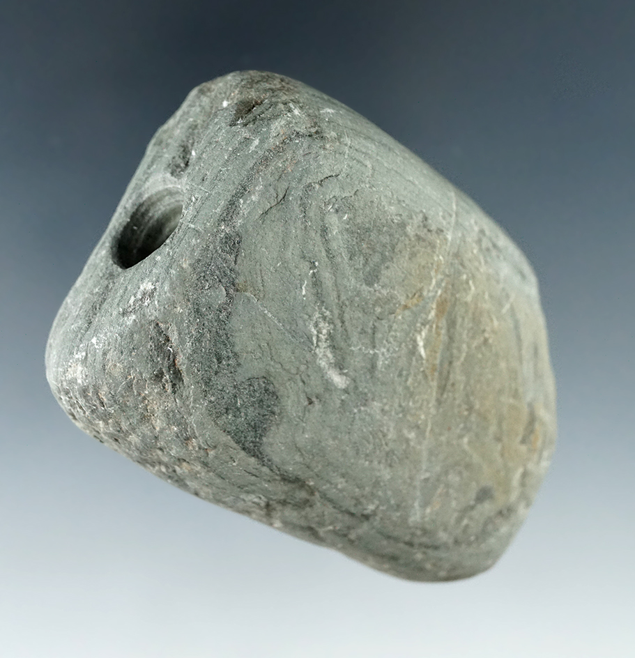 2 3/4" Tube Bannerstone Preform found in Wayne Co., Ohio. Drilling was started on one end.