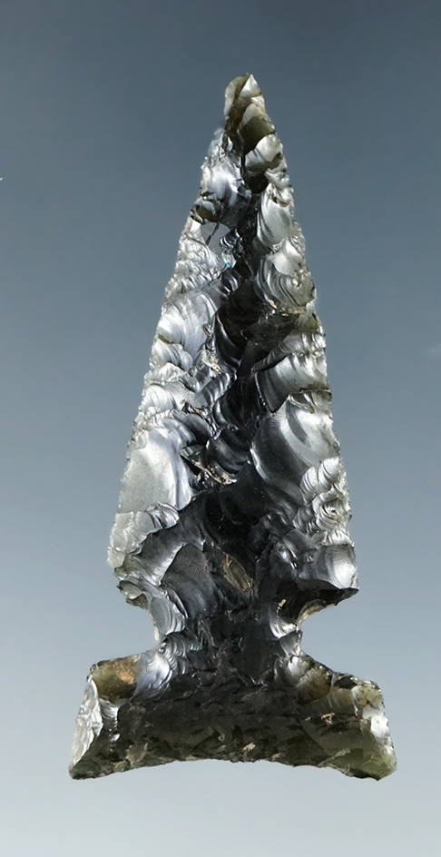 1 15/16" sidenotch made from beautiful highly translucent green obsidian found in Modoc Co., CA