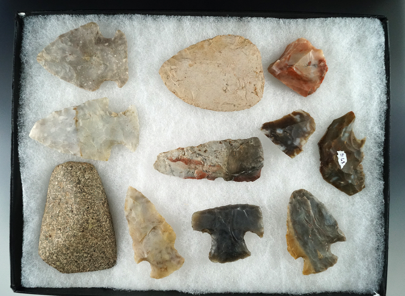Group of Hopewell Flint and stone artifacts found by Paul Kaser off a site in Delaware Co., Ohio.