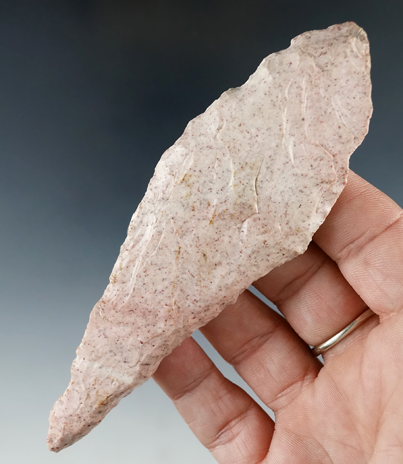 4 3/4" Harahey Knife that is nicely beveled found in Kansas.