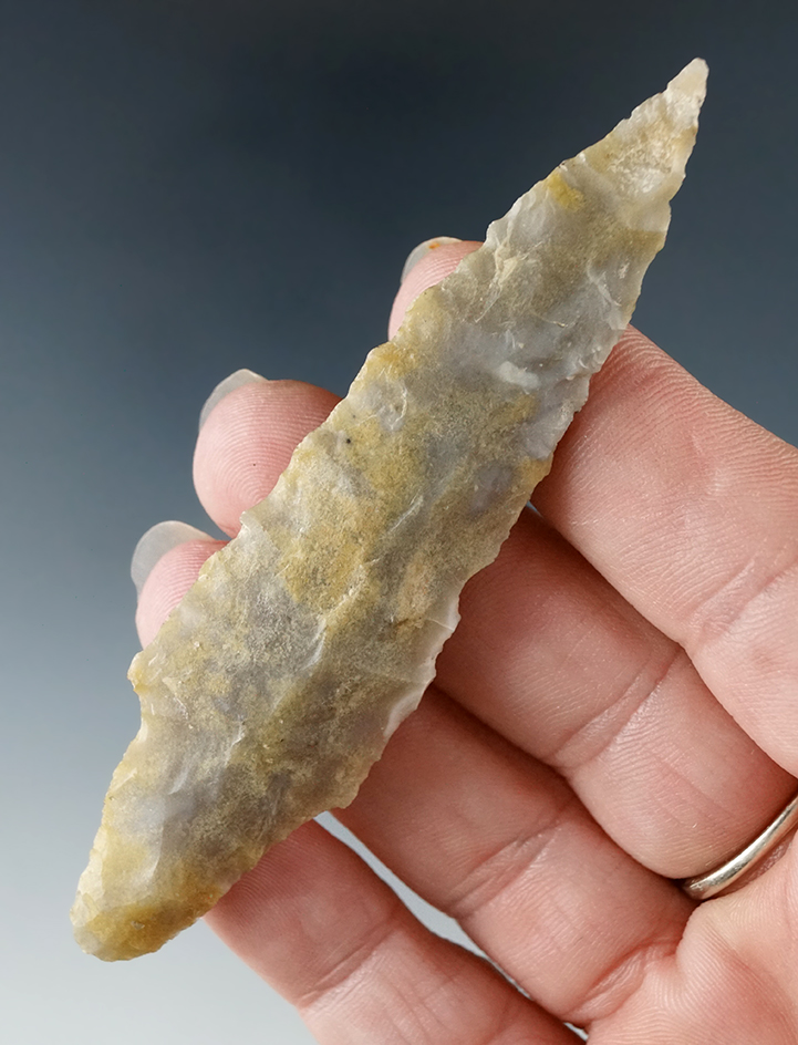 3 1/2" Stemmed Point made from Reed Springs Flint found near Gore, Muskogee Co., Oklahoma near the A