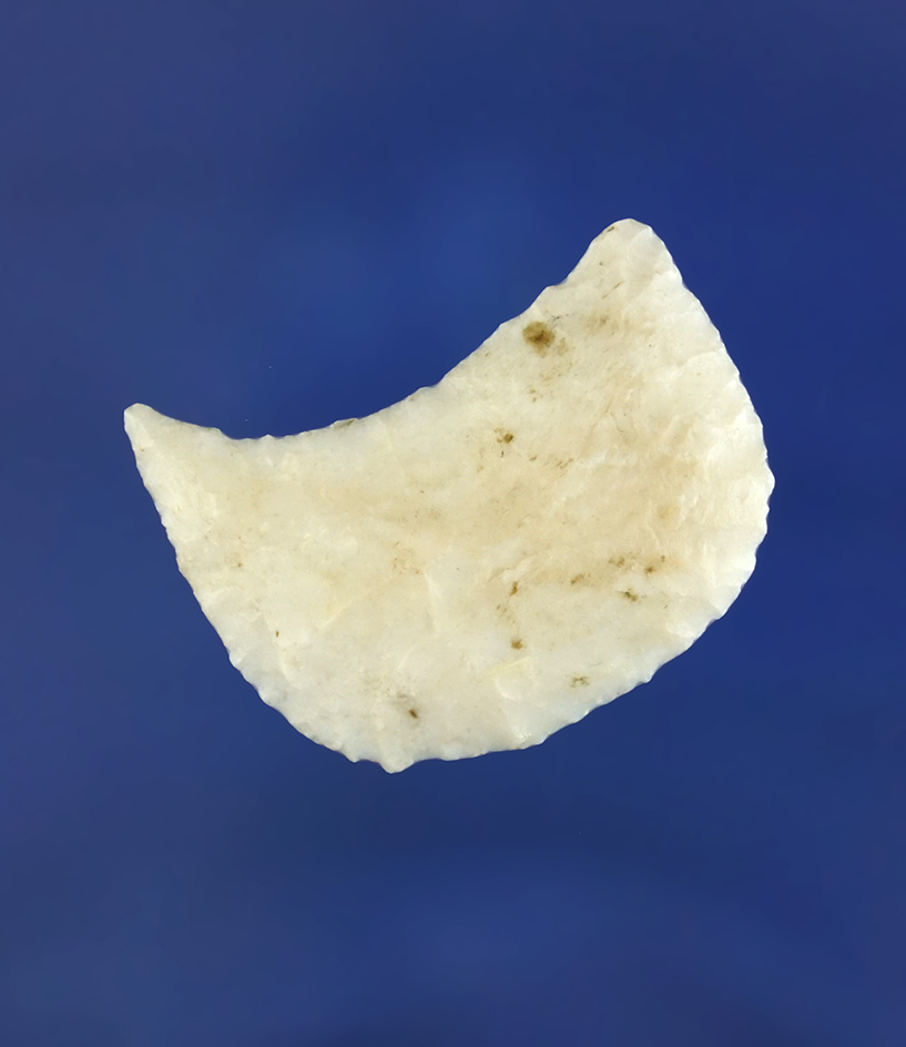 1 1/8" nicely made Crescent Scraper found in Nevada.