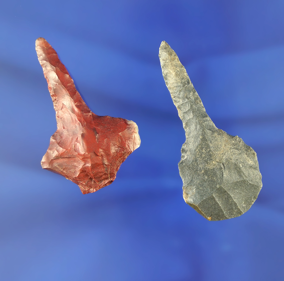 Pair of nice Expanded Base Drills found in Missouri. Both around 2 5/16" long.