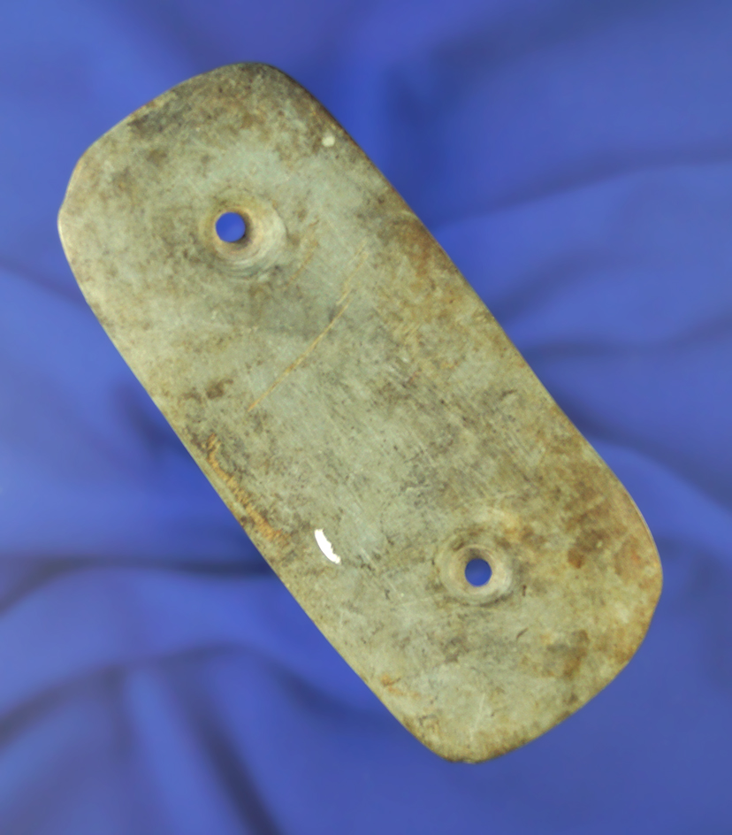 4 1/8" slate Gorget found in Lauderdale Co., Alabama. Comes with a Dickey COA.