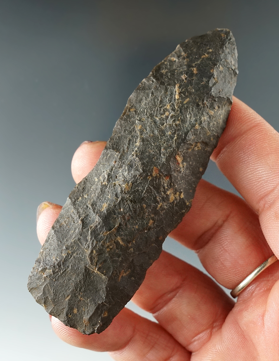 Rare Style! 3 5/16" Northumberland Paleo lanceolate - rhyolite - found in New Hampshire.