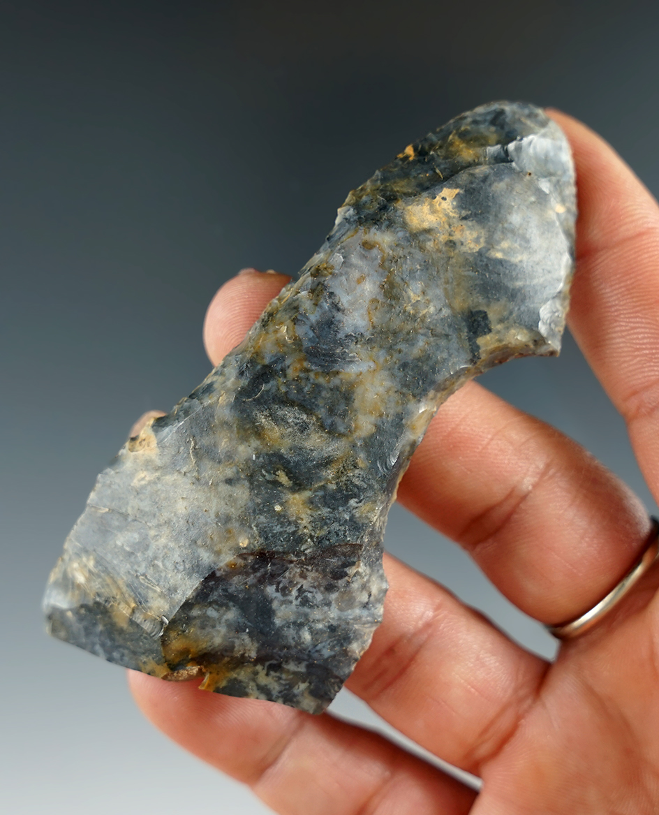 3 7/16" Coshocton Flint double spokeshave found in Knox Co., Ohio. Ex. Bob Champion.