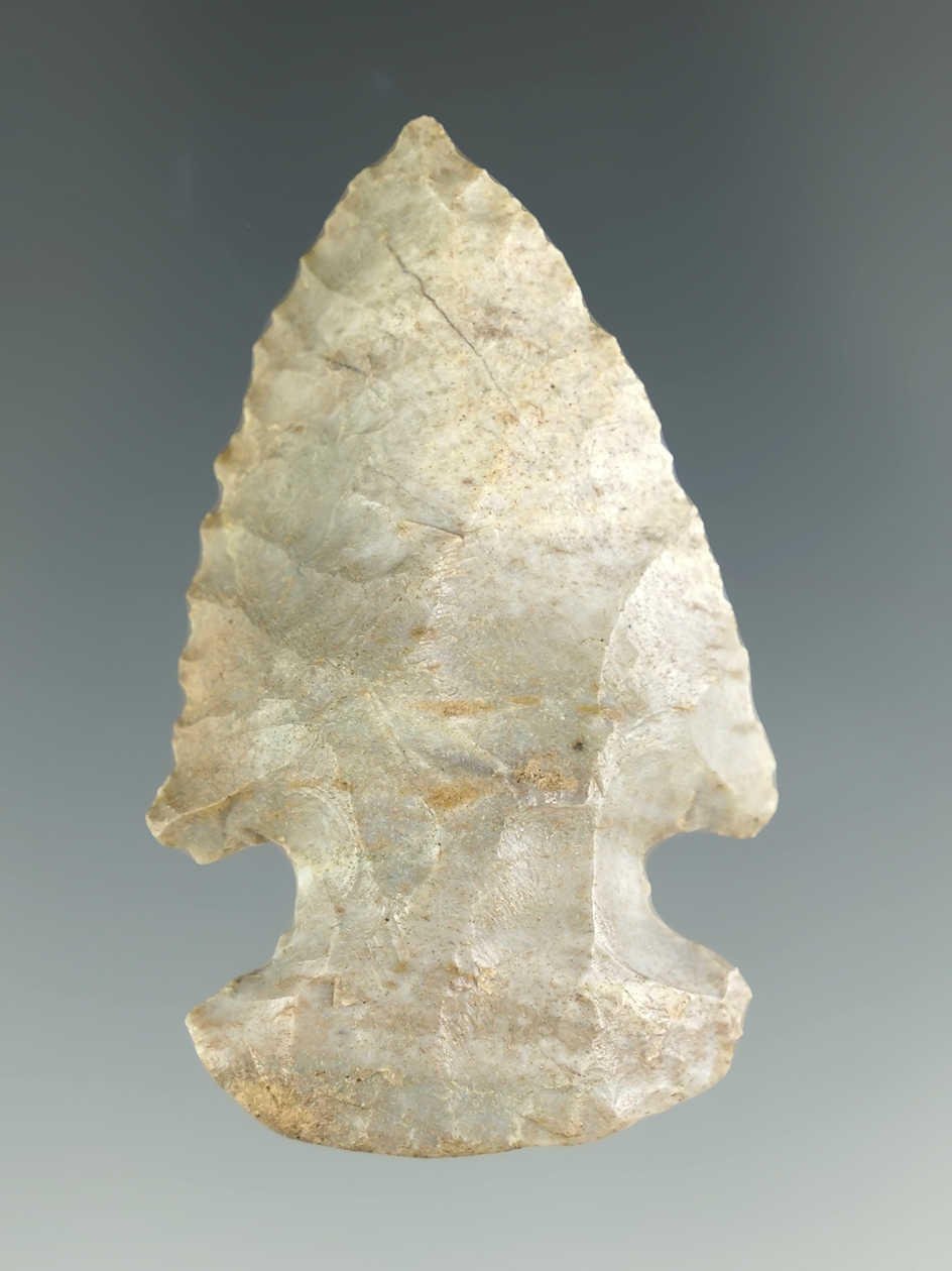 Nice! 2" Archaic Thebes E-Notch Bevel made from Attica Chert (Indiana green) Jay Co., Indiana.