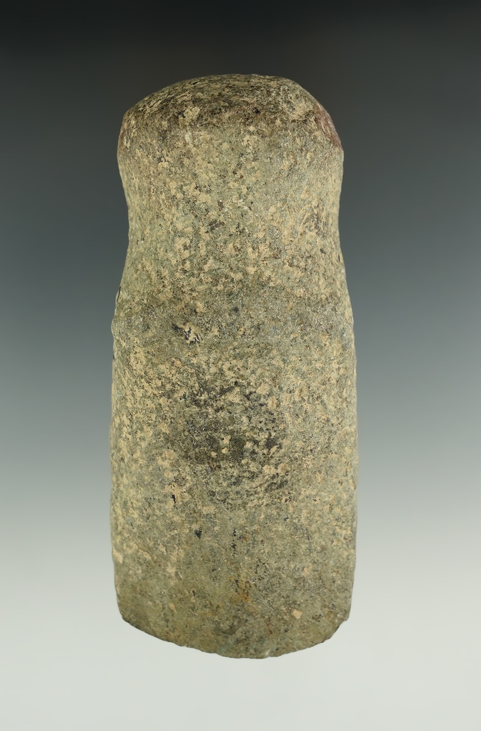 4 1/2" Rare Half Groove Poll Axe made from green Granite. Found in Fayette Co., Ohio.