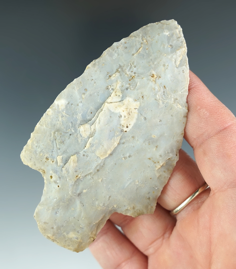 3 1/2" Adena - Flint Ridge Chalcedony. Found on the Frank Pierson Farm, Hillsdale Co., Michigan.