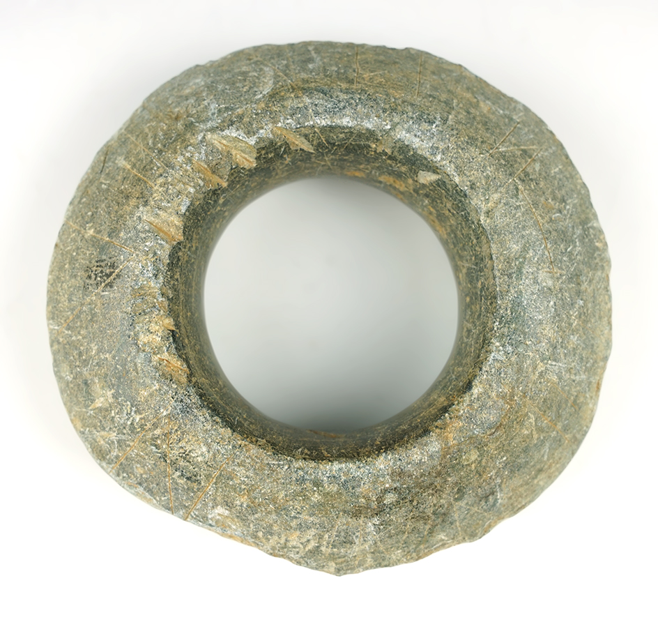 Unique artifact! 5 3/4" diameter nicely shaped and perforated Steatite Disc  - Africa.