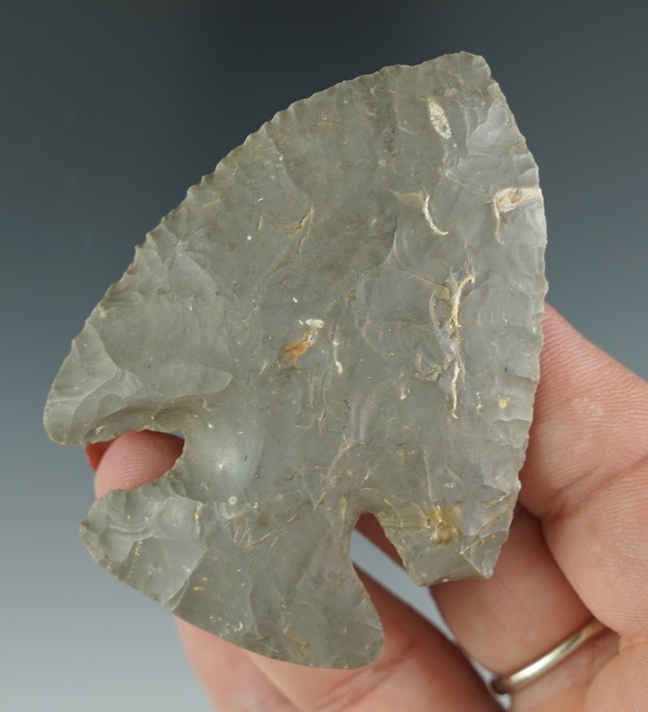 2 11/16" Archaic Thebes with very nice flaking. in Hillsdale Co., Michigan.