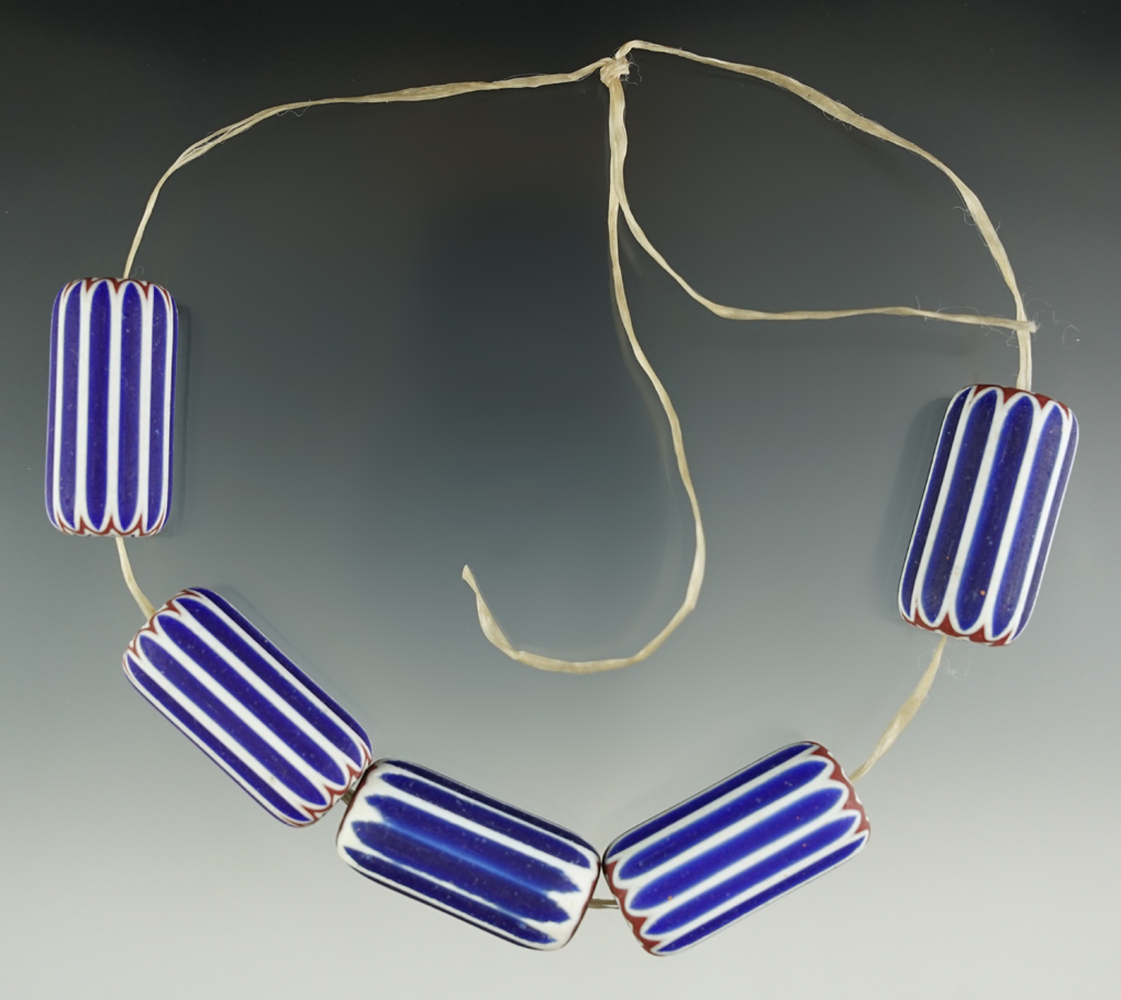 Set of four large Chevron "star" beads that measure 1 3/8" long each.  - Columbia River.