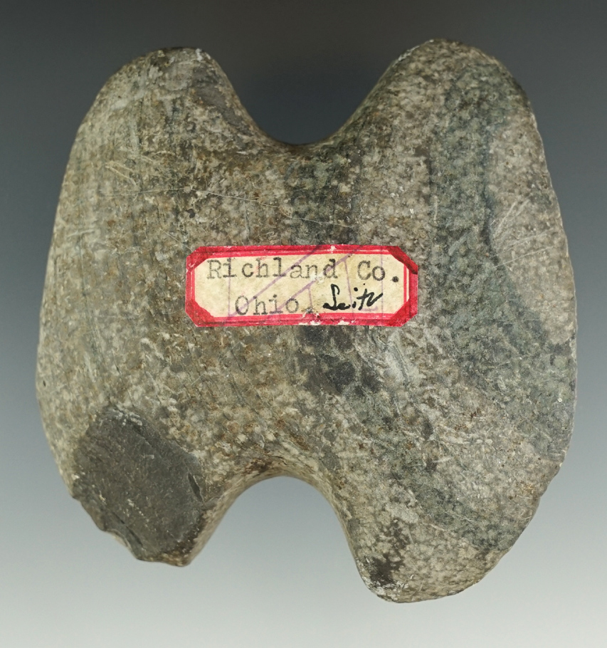 Unique! 3 5/8" Wide Wing Bannerstone preform found in Richland Co., Ohio. Ex. Seitz Collection.