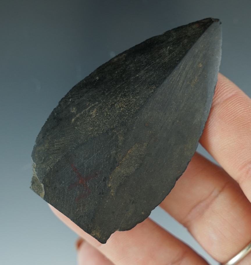 2 1/2" Inuit polished slate knife found in Alaska. Comes with a Stermer COA.