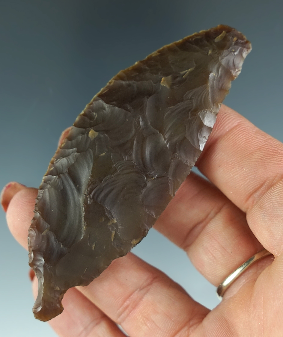 Rare! 3 5/16" Ovoid Knife made from beautiful semi-translucent Chalcedony found in Wyoming.
