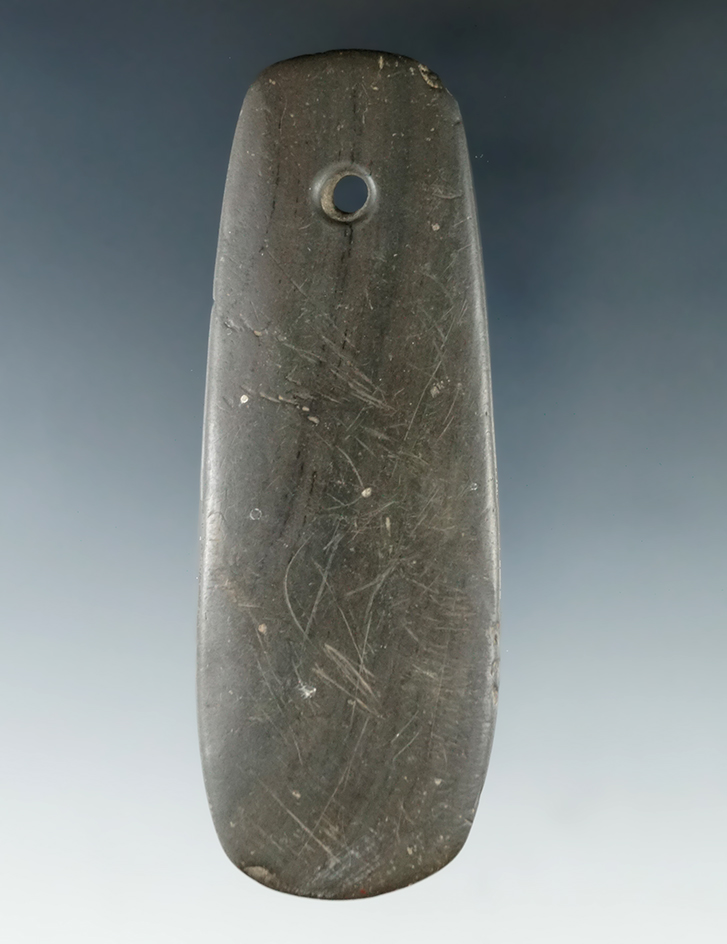 3 15/16" banded slate Pendant found in Indiana.