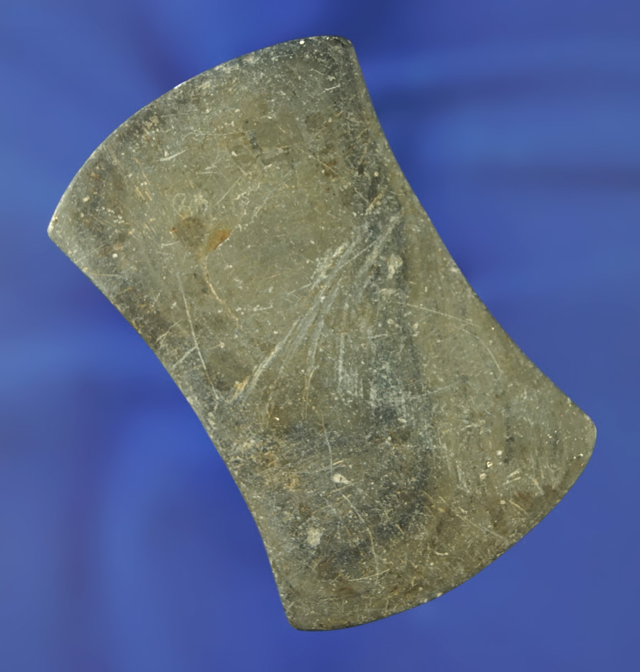 3" Bi-Concave undrilled Gorget found in Miami Co.,  Ohio.