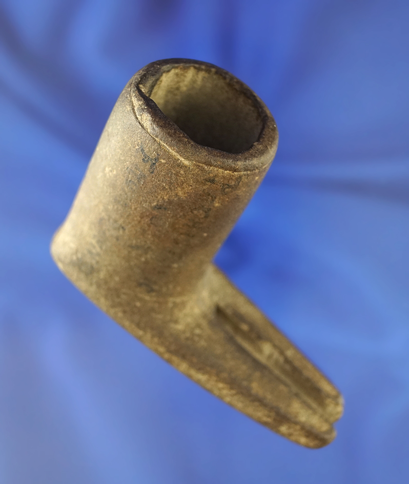 3 1/4" Intrusive Mound pipe - fine-grained sandstone found in Richland Co.,  Ohio. Bennett COA.