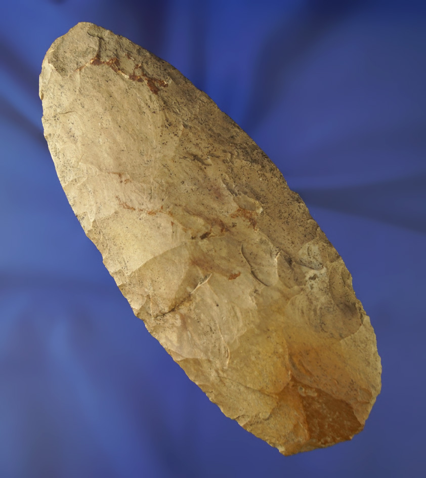 6 5/16" Flint Celt found in Holmes Co.,  Ohio. Ex. Jim Bennett collection.
