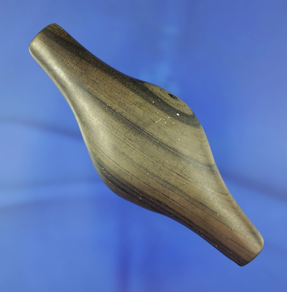 4 1/2" Adena Expanded Center undrilled Gorget - Ohio. Ex. Jim Hovan collection. Bennett COA.