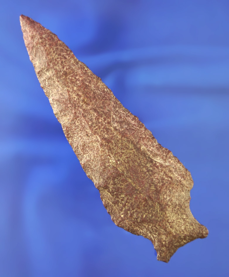 4 5/8" Rare Pennsylvania Susquehanna Broadspear Point made of highly patinated Rhyolite.