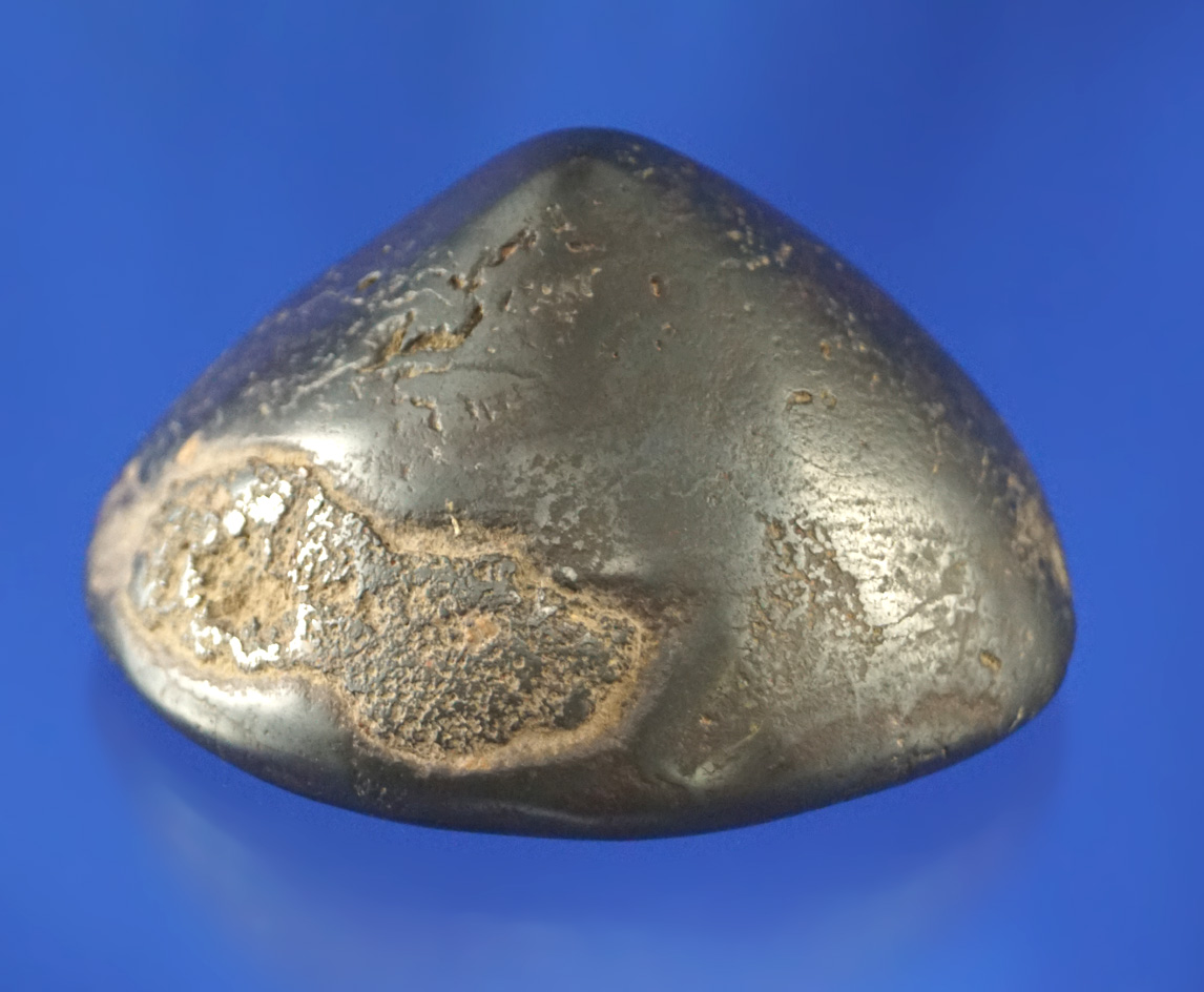 Large for type! 2 7/16" wide highly polished Indented Base Hematite Cone found in Illinois.