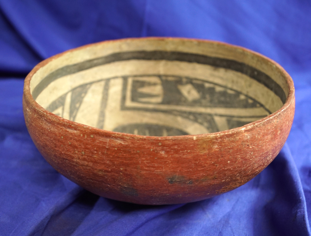 7 1/4" Wide Gila Polychrome Bowl found near St. Johns, Arizona. Circa 1250-1400 AD.