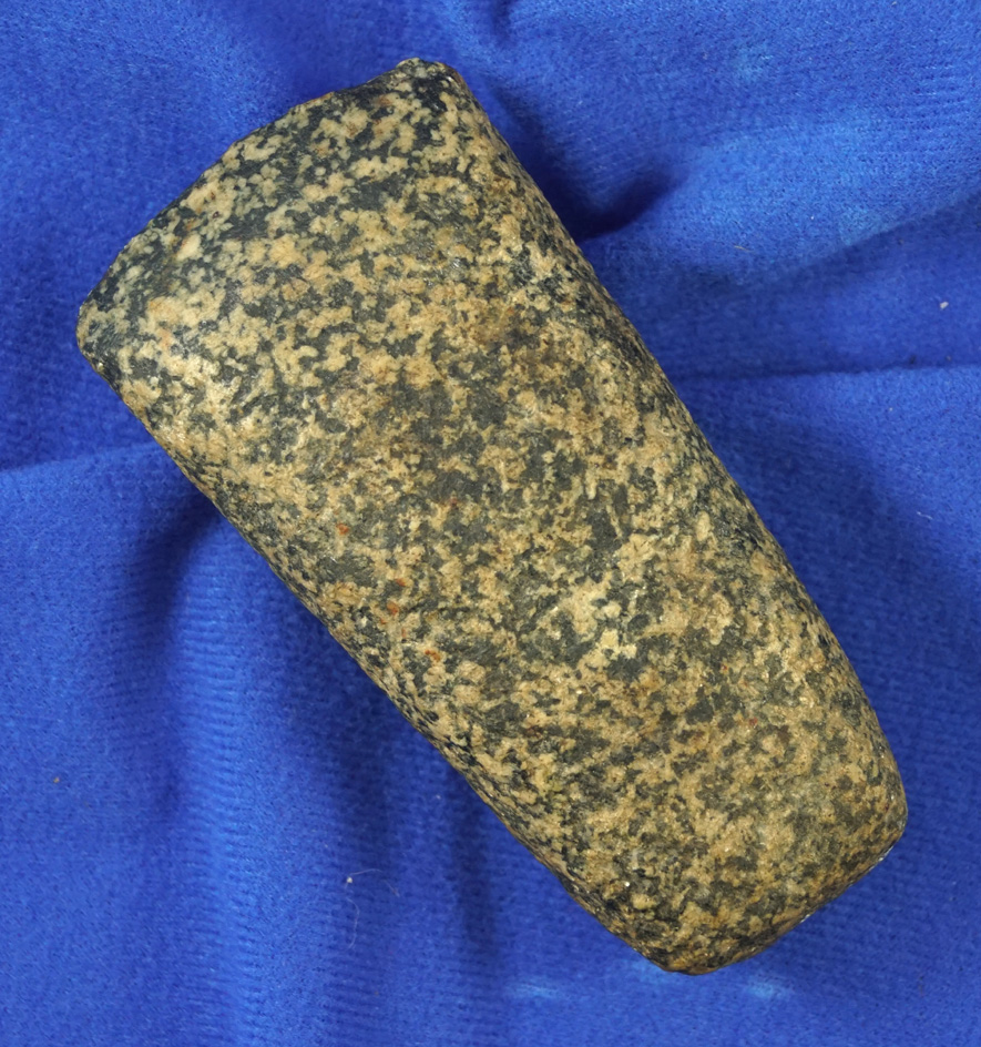 4" granite Celt with good use polished to the bit area found in Ohio.