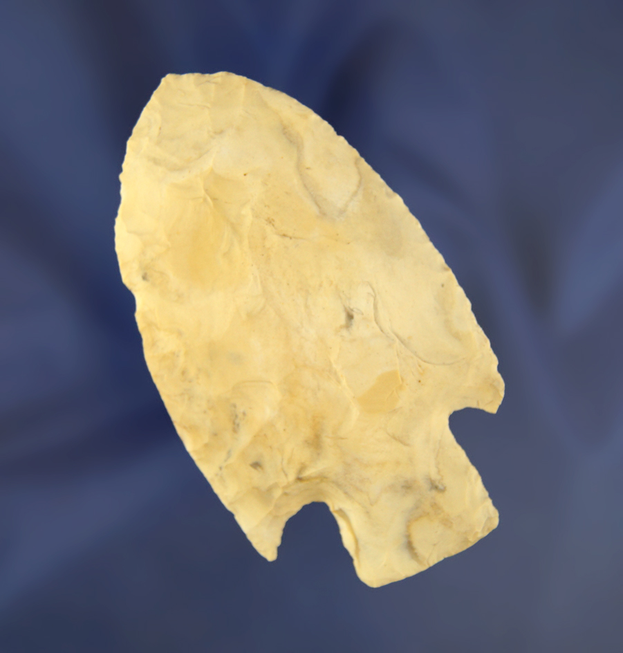 3 5/8" Smith Basal Notch knife - Benton Co.,  Missouri made from Mozarkite Flint.  Meadows COA