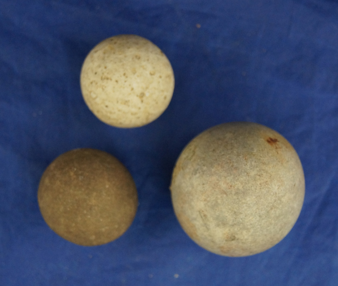 Set of 3 Large Game Balls, largest is 1 3/4" diameter.