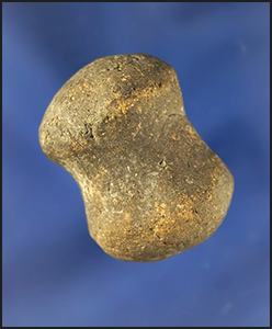 1 1/4" pottery ear Spool with gold grit temper found in Kentucky.