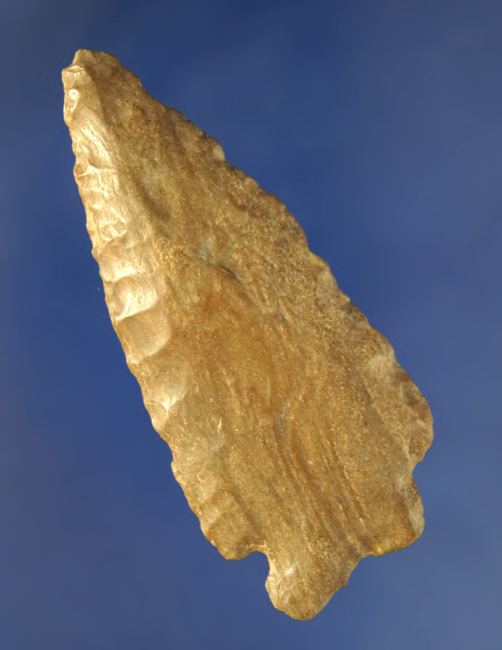 3 1/8"3 1/2" River polished Knife found by Buddy Scheidegger at the Crib Mound, Spencer Co.,  IN