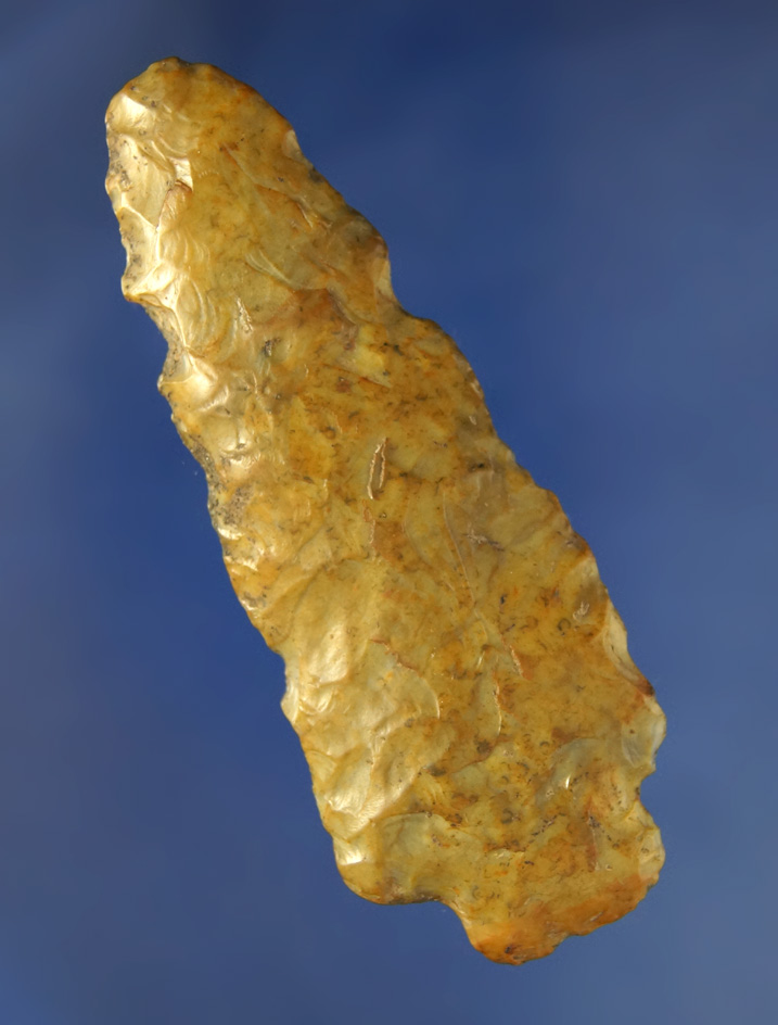 3 1/2" River polished Knife found by Buddy Scheidegger at the Crib Mound, Spencer Co.,  Indiana.