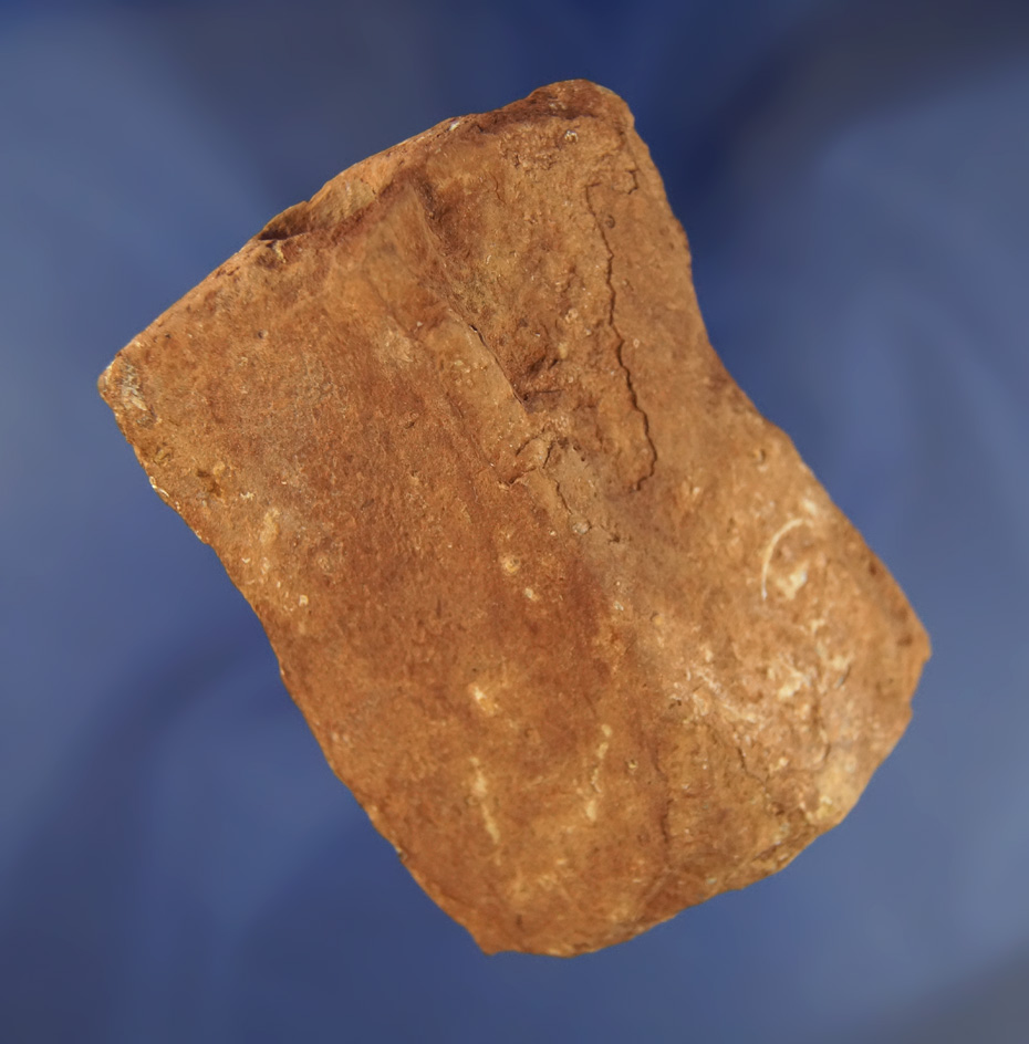 3 3/8" saddle style Bannerstone with a highly degraded surface found in northern Alabama.