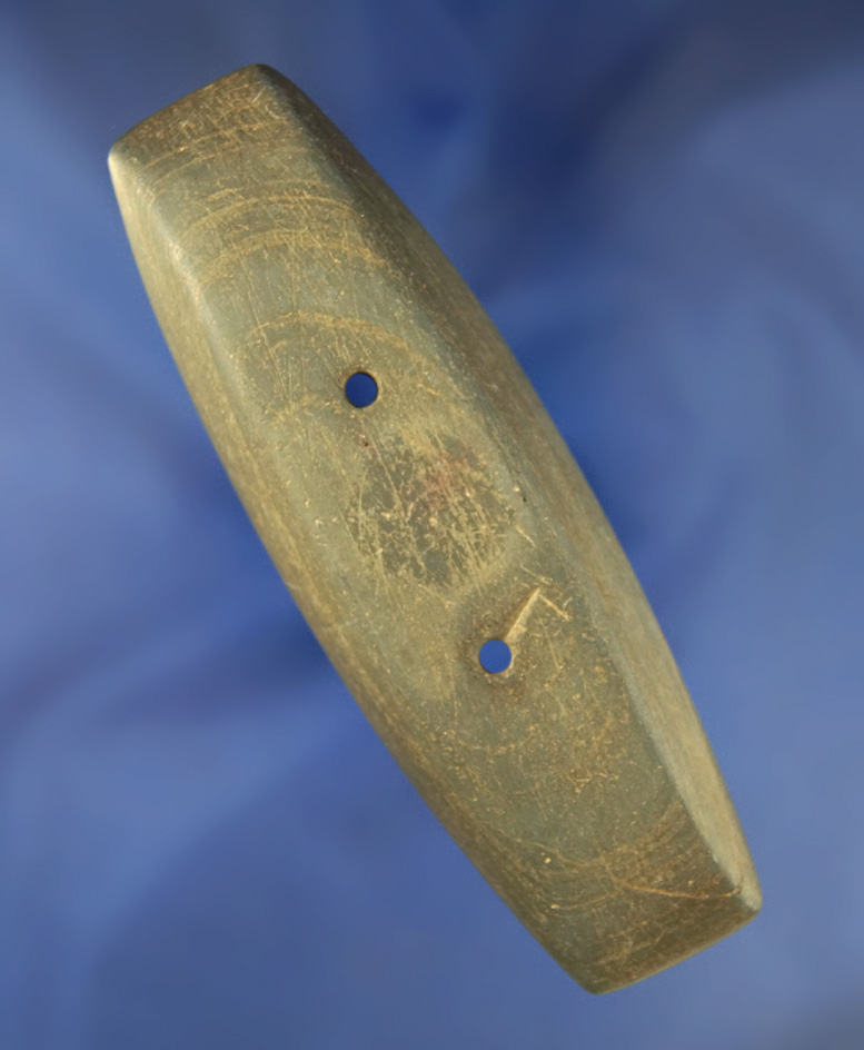 4 1/2" Keeled Gorget found in Huron Co.,  Ohio. Comes with a Bennett COA.