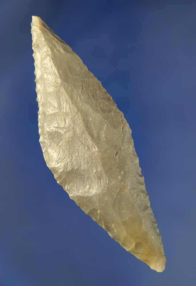 Steeply beveled 3 7/8" Harahey Knife made from hornstone found in Kentucky.