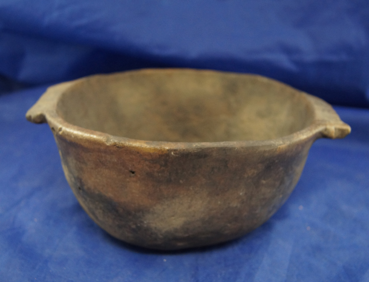8 1/4" Long Handled Pottery Bowl found in Arkansas with some restoration.