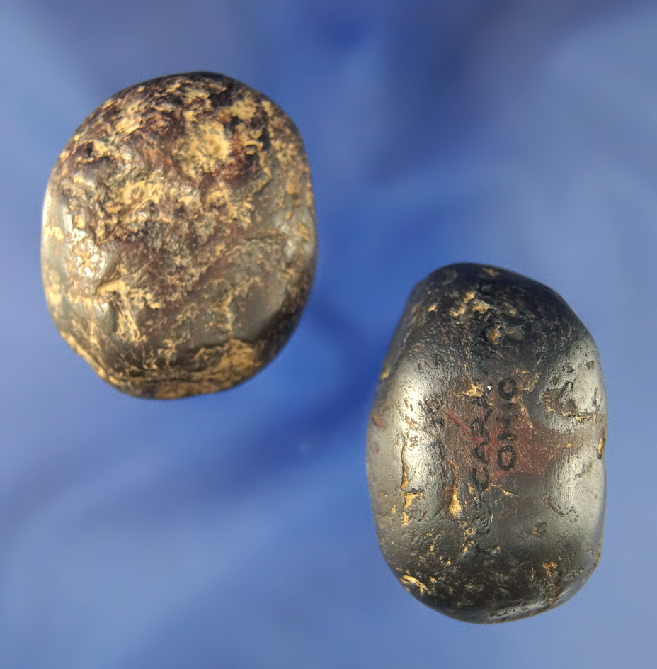 Pair of hematite cones, largest is 1 7/8". Found in Ohio and Lincoln County Missouri.