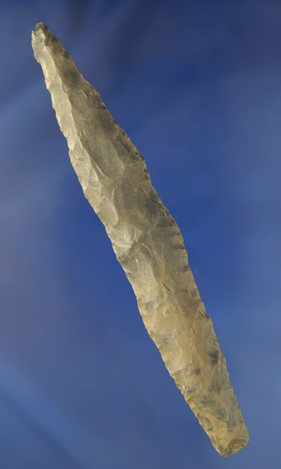 5" Harahey Drill that is heavily patinated with nice mineral deposits found in Illinois.