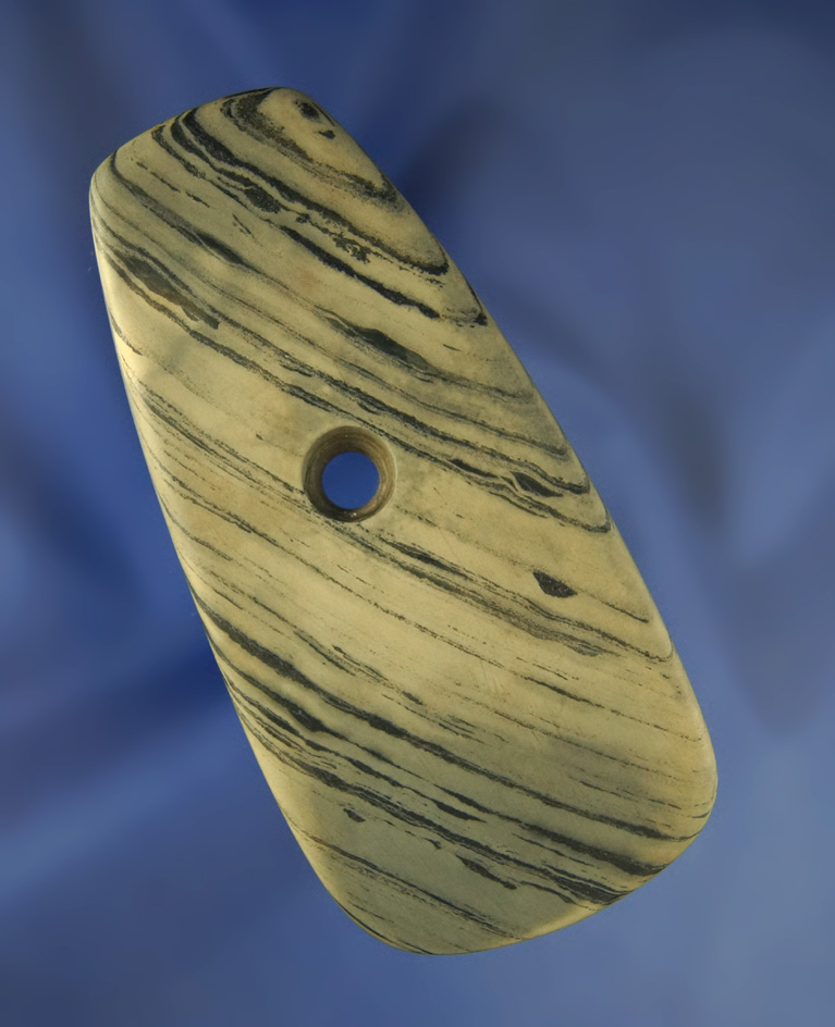 4" Adena Pendant that has been heavily cleaned on both surfaces found in Henry Co.,  Ohio in 1961.