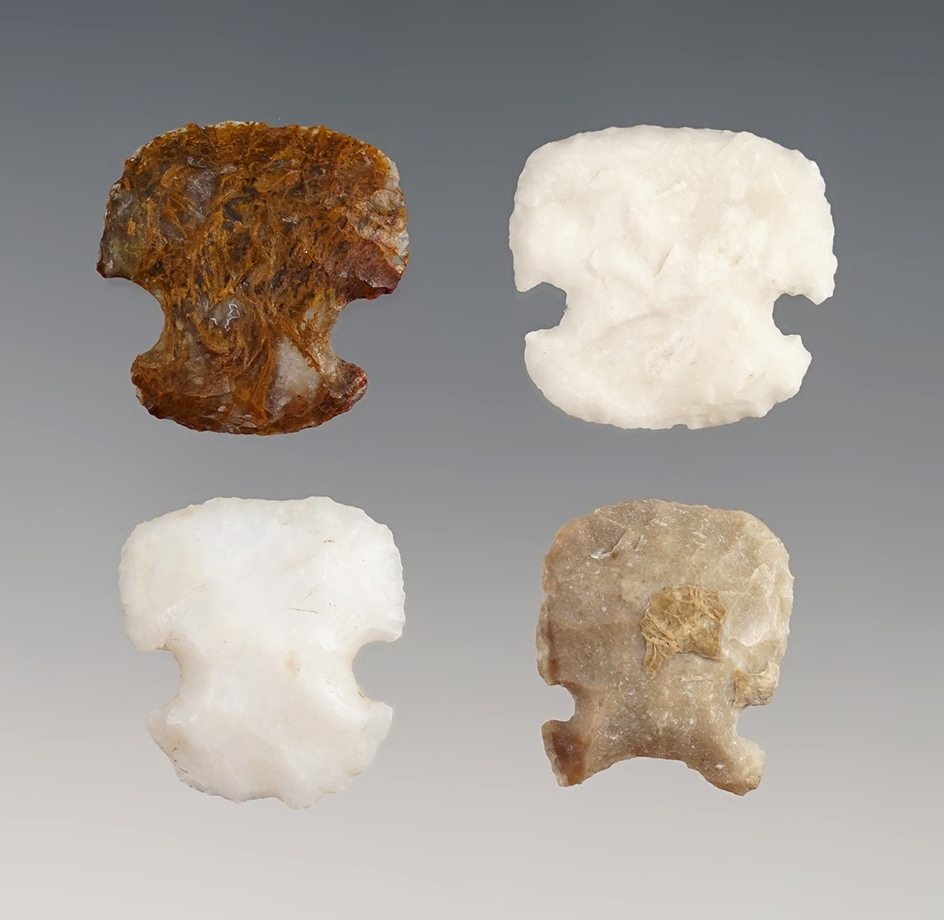 Ex. Museum! Set of 4 nice Sidenotch Scrapers found in New Mexico. The largest is 15/16".
