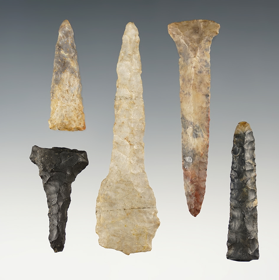 Set of 5 Drills found in Stark & Tuscarawas Co., Ohio. 1 is just a tip section. Largest is 3 1/4".