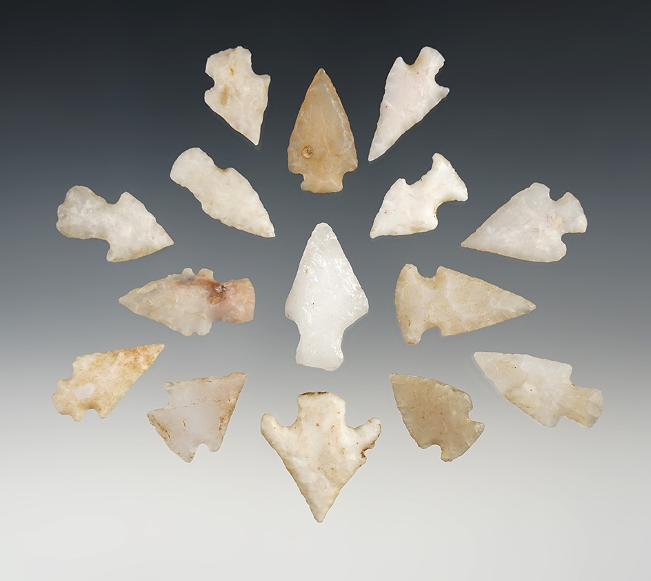 Set of 15 nice assorted New Mexico points. The largest is 1 9/16".