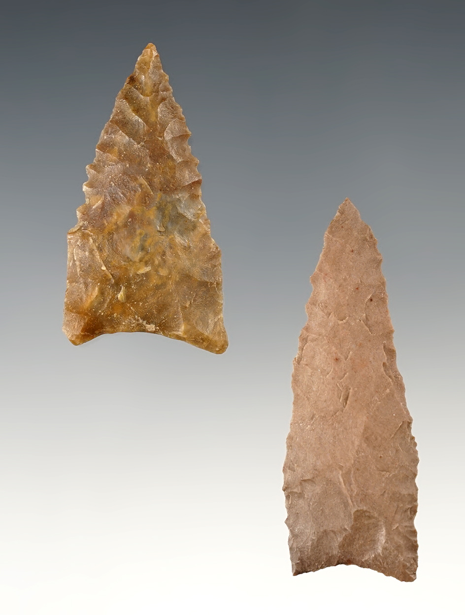 Ex. Museum! Pair of Golindrina Points found in Texas. Largest is 2 1/16". 
