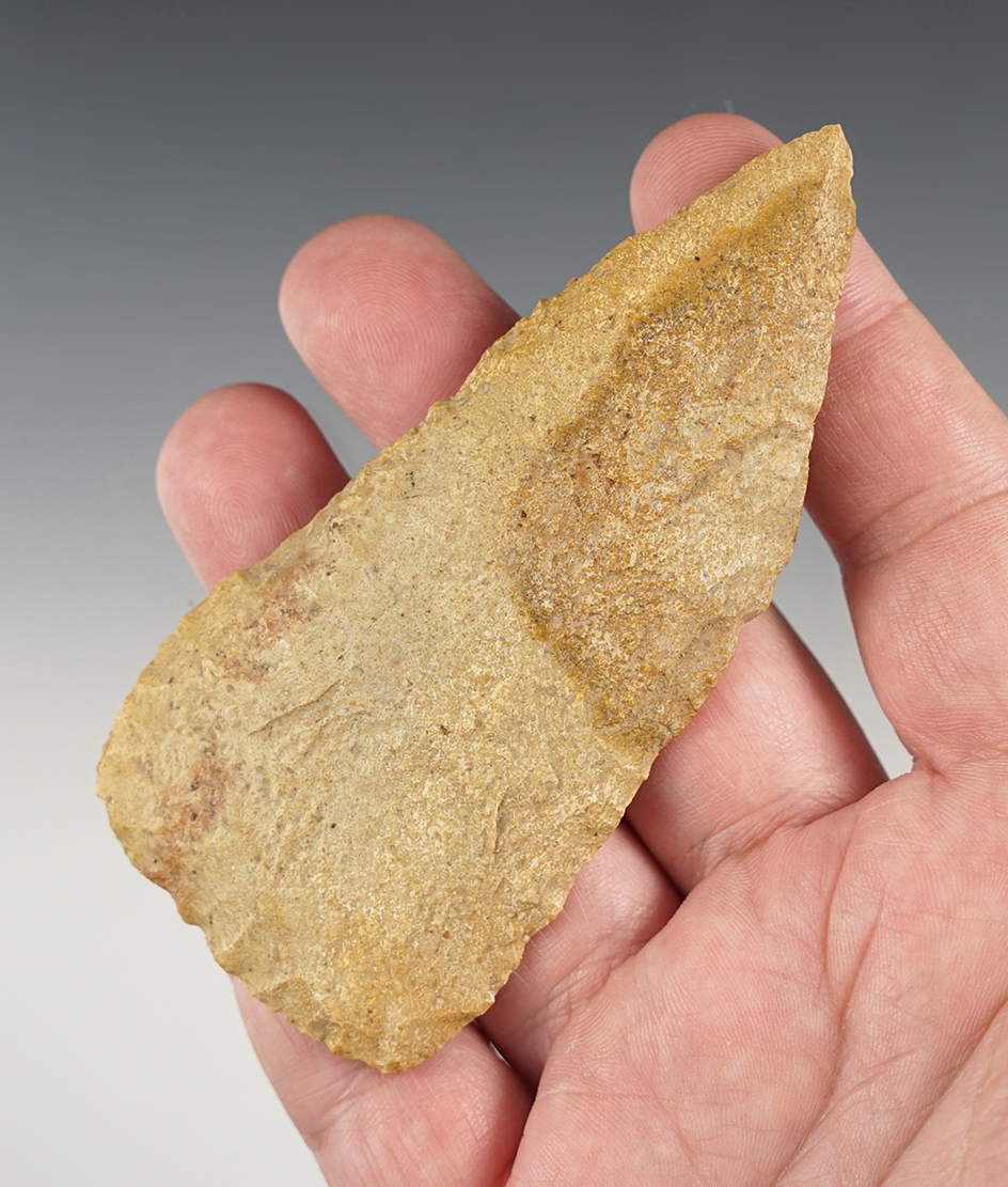 4" Knife found in Kentucky. Made from Harrodsburg Chert. Ex. Monty Pennington collection.