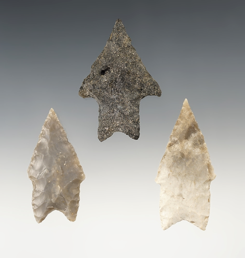 Ex. Museum! Set of 3 nice Texas points. The largest is 2 1/8".