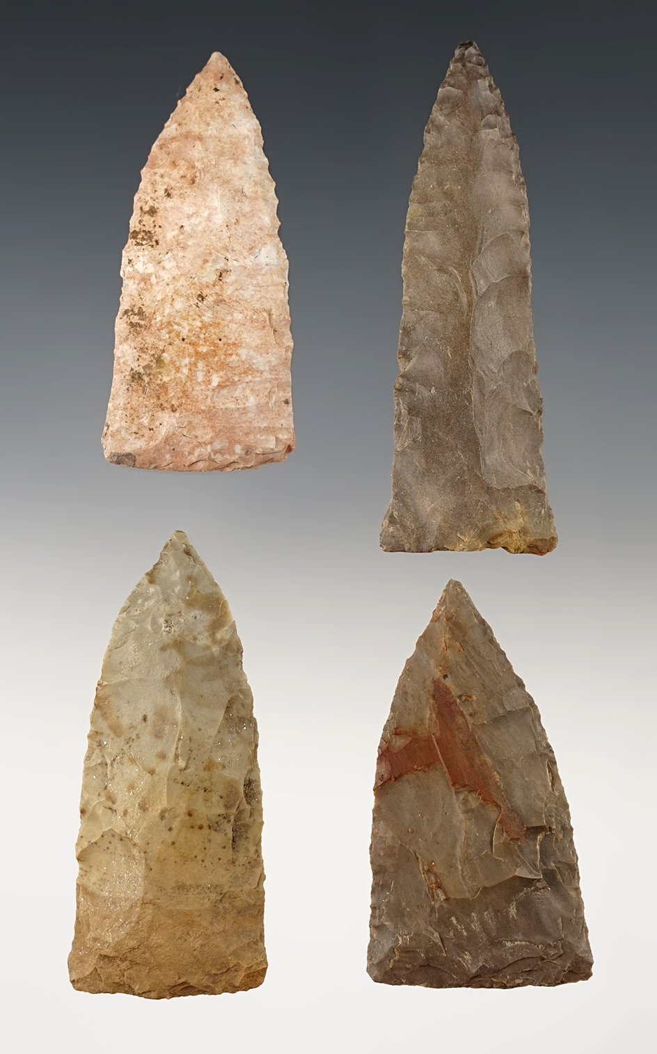 Set of 4 nicely made Copena points from the Kentucky/Tennessee area. The largest is 2 13/16".