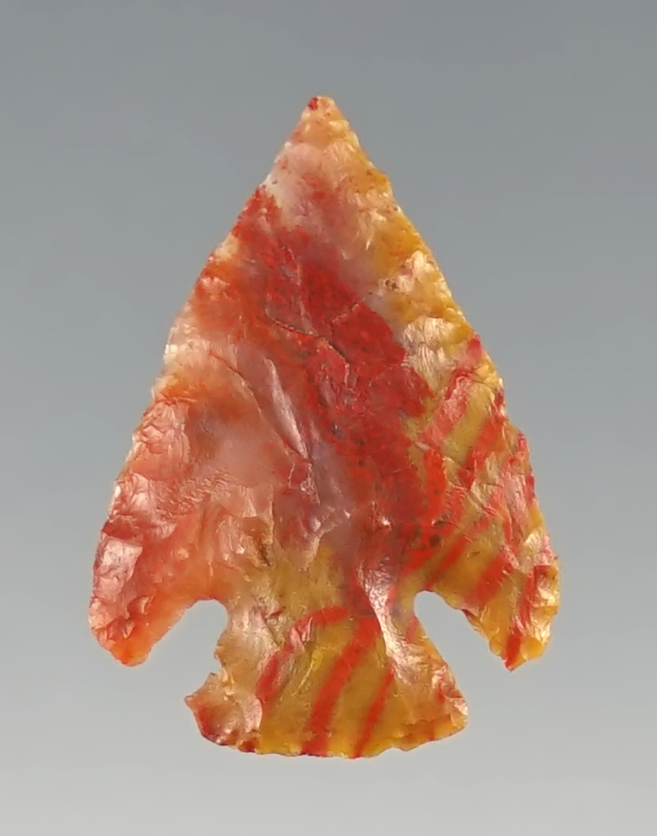 Ex. Museum! Fine 13/16" Rose Springs found in New Mexico. Made from highly colorful flint. Bennett COA.