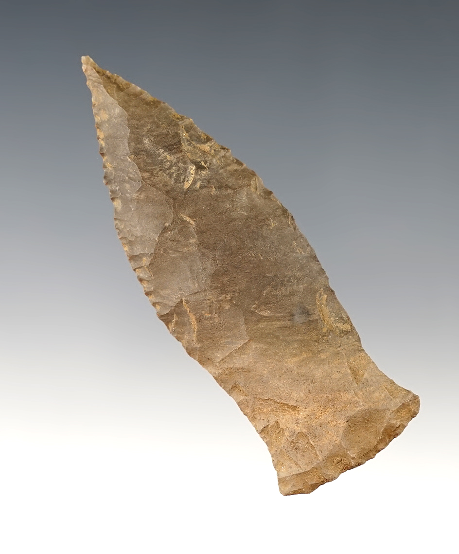 Needle tip 2 15/16" Copena made from Dover Chert. Found in Hardin Co., Tennessee.