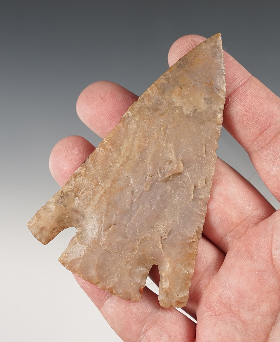 3 15/16" Castroville - restoration to the tip and one barb. Texas. Rogers COA.